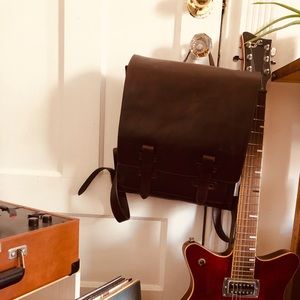 REAL LEATHER cute book bag backpack! Many pockets!